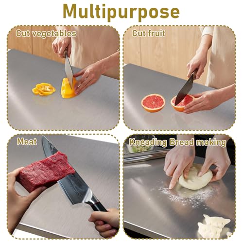Sibosen Stainless Steel Cutting Board – Large 60x40cm Heavy Duty Pastry Board