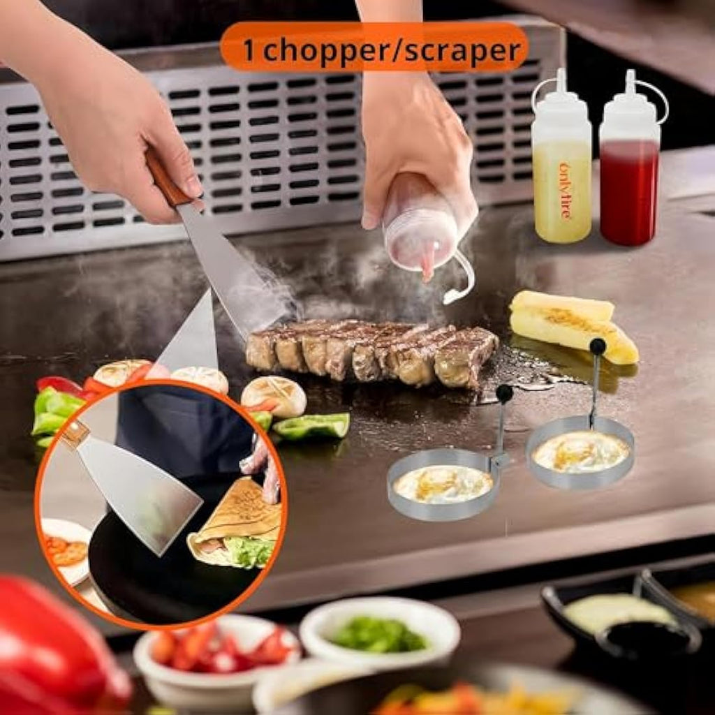 Onlyfire 9-Piece BBQ Griddle Spatula Tool Kit with 12" Melting Dome
