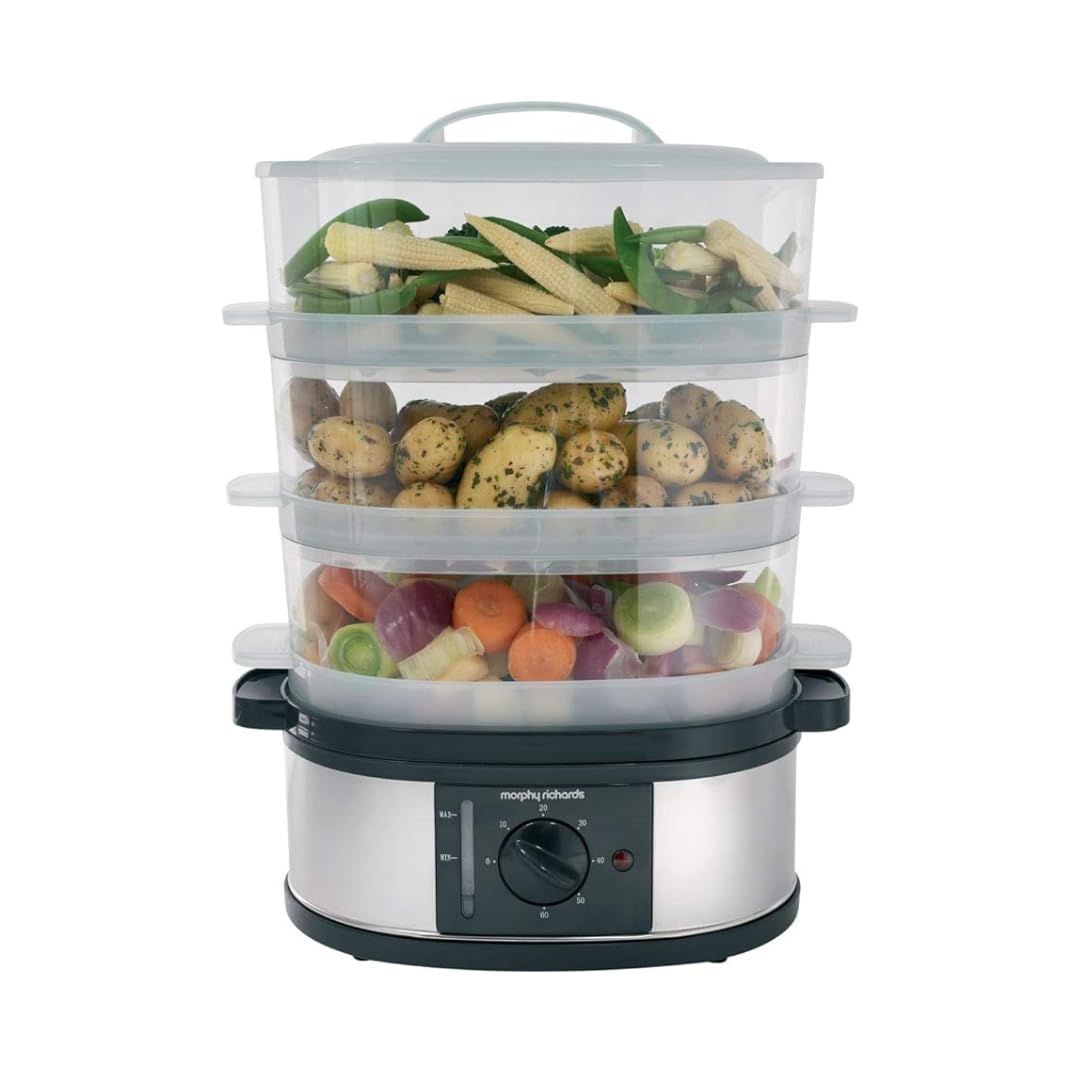 Morphy Richards 3 Tier Food Steamer | 9L Stainless Steel 750W