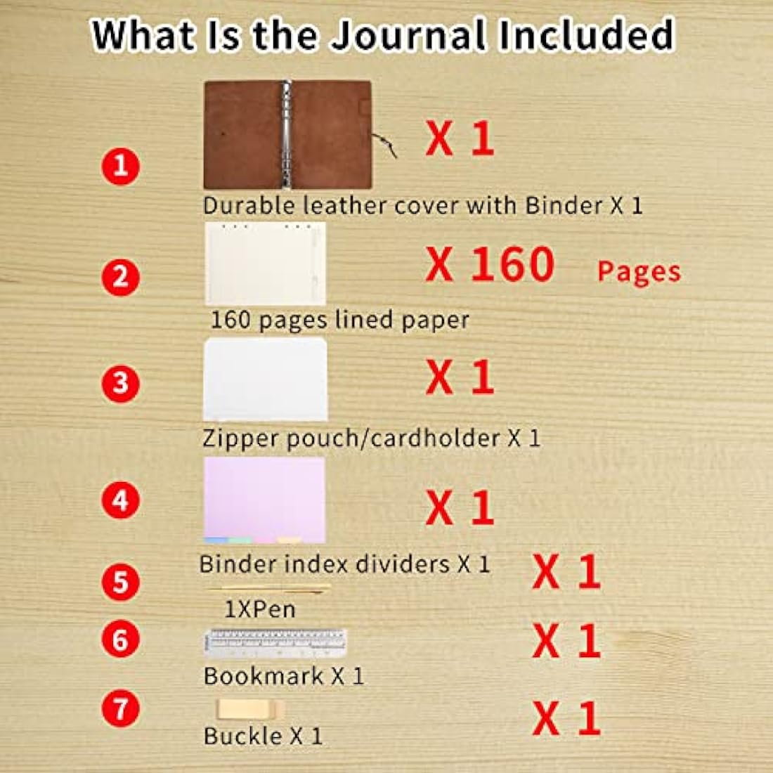 Jolof Store A5 Leather Refillable 6 Ring Binder Journal - Maroon Pink