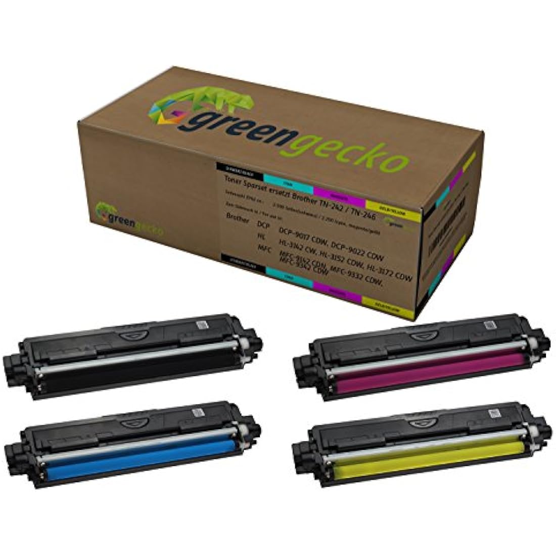 Green Gecko XXL Toner Set for Brother TN-242 TN-246 – 4 Color Pack