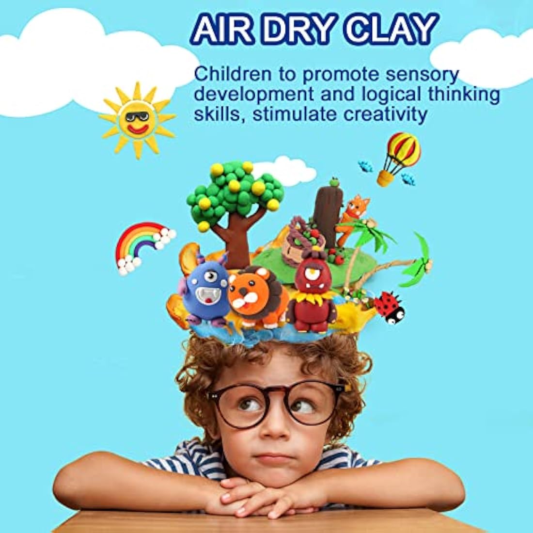 QMAY Air Dry Clay - 48 Colors Non-Toxic Modeling Clay Kit for Kids