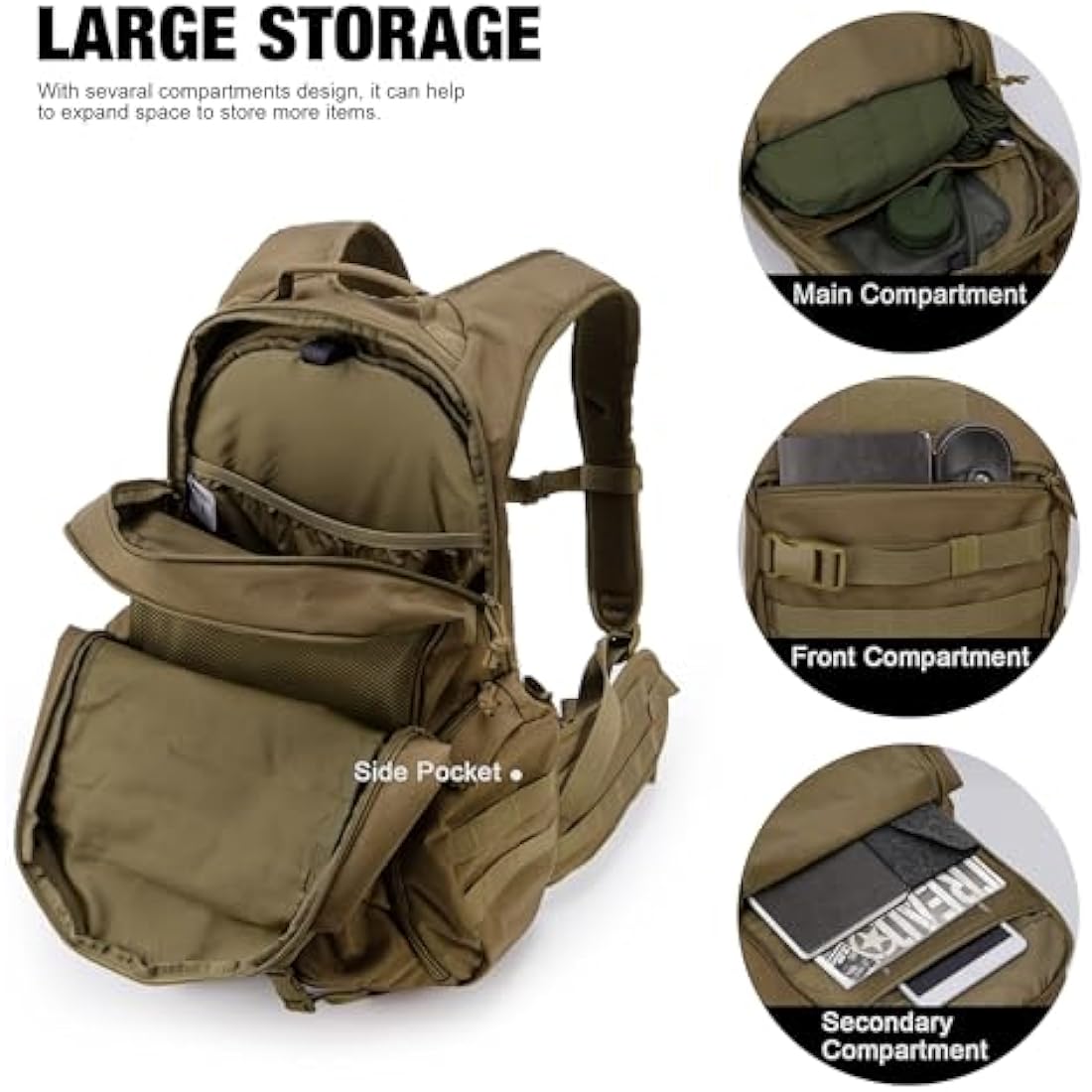 Mardingtop 35L Military Tactical Backpack | 600D Polyester MOLLE Rucksack