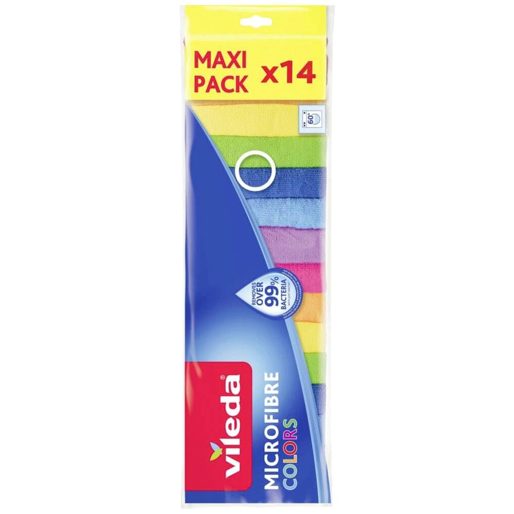 Vileda Microfibre Multi-Purpose Cleaning Cloths - 14 Pack - 30x30cm