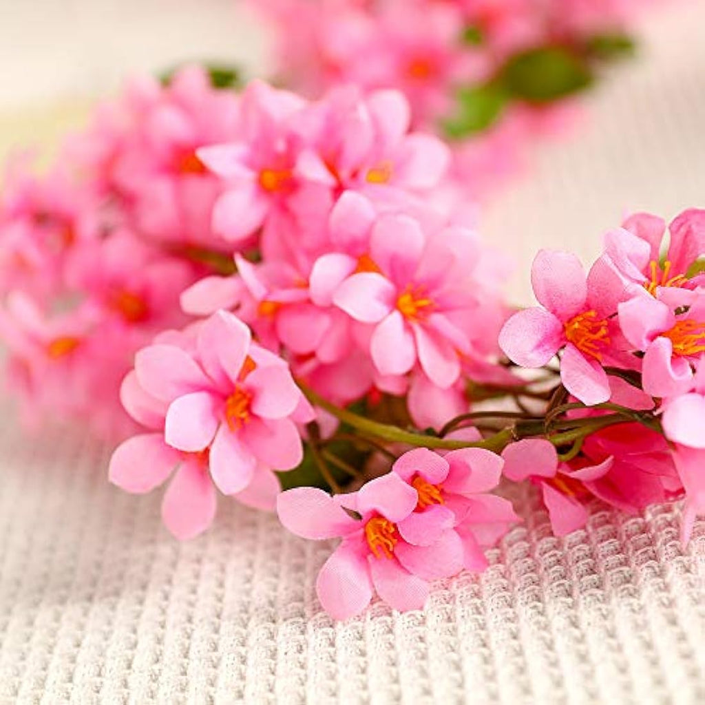 2-Pack Artificial Cherry Blossom Sakura Silk Garland - Rose Red