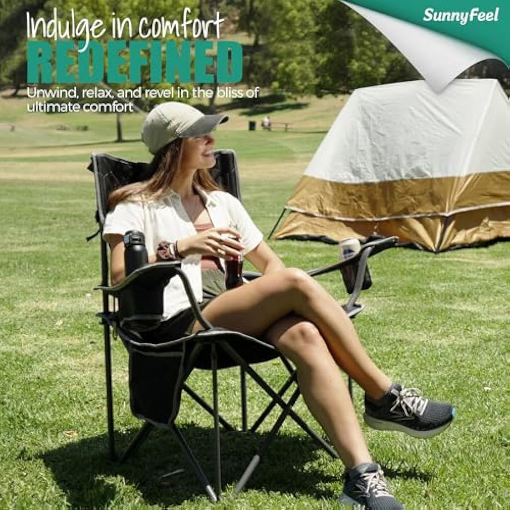 Sunnyfeel Oversized Camping Chair – Heavy Duty Folding Seat, 500lb Capacity