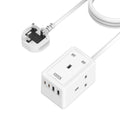 FDTEK Extension Lead: 3 AC Outlets, 4 USB Slots, 3M Wall Mount Power Strip