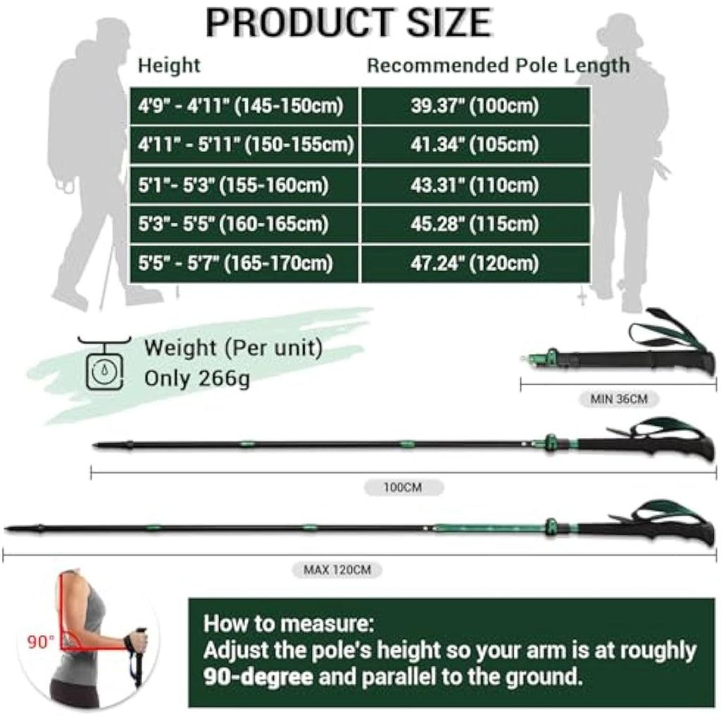 TheFitLife Collapsible Trekking Poles – Lightweight 7075 Aluminum Hiking Sticks