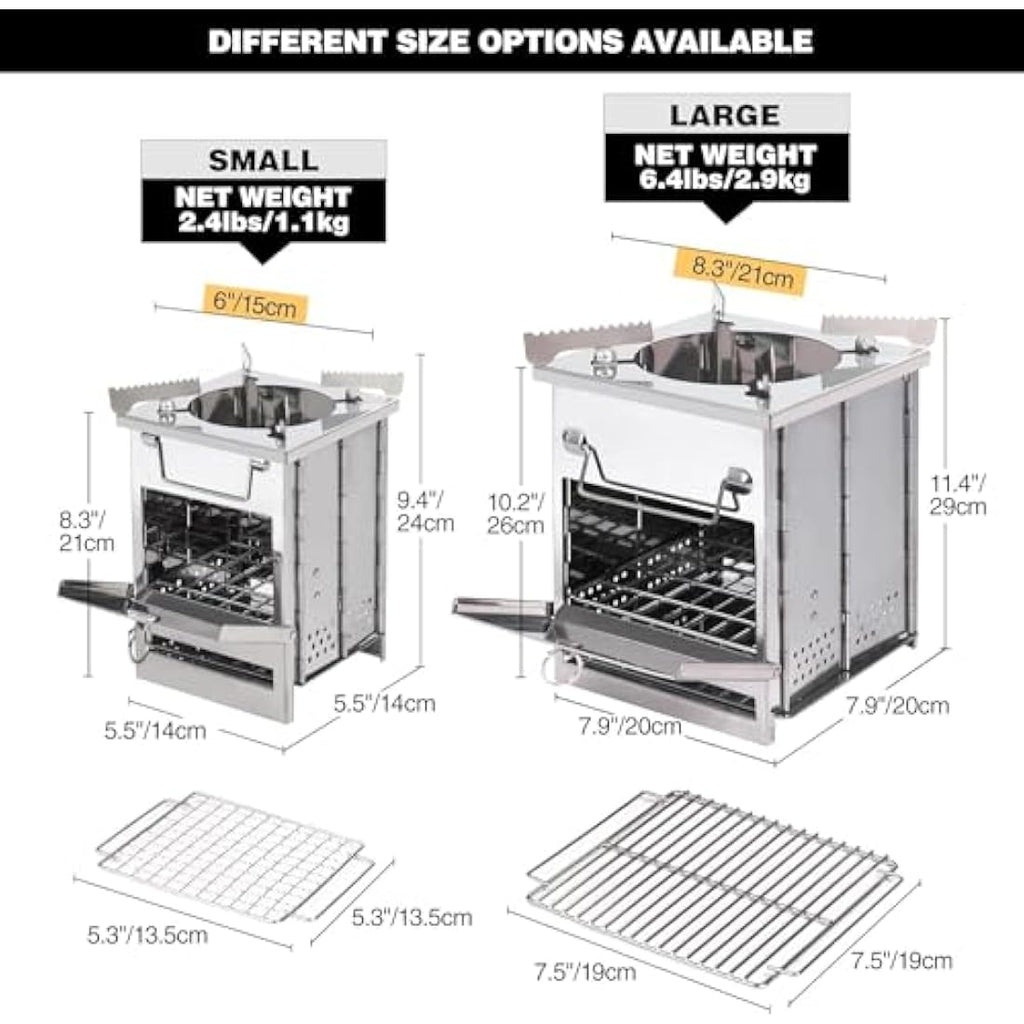 REDCAMP Wood Burning Camping Stove | Portable Stainless Steel Grill