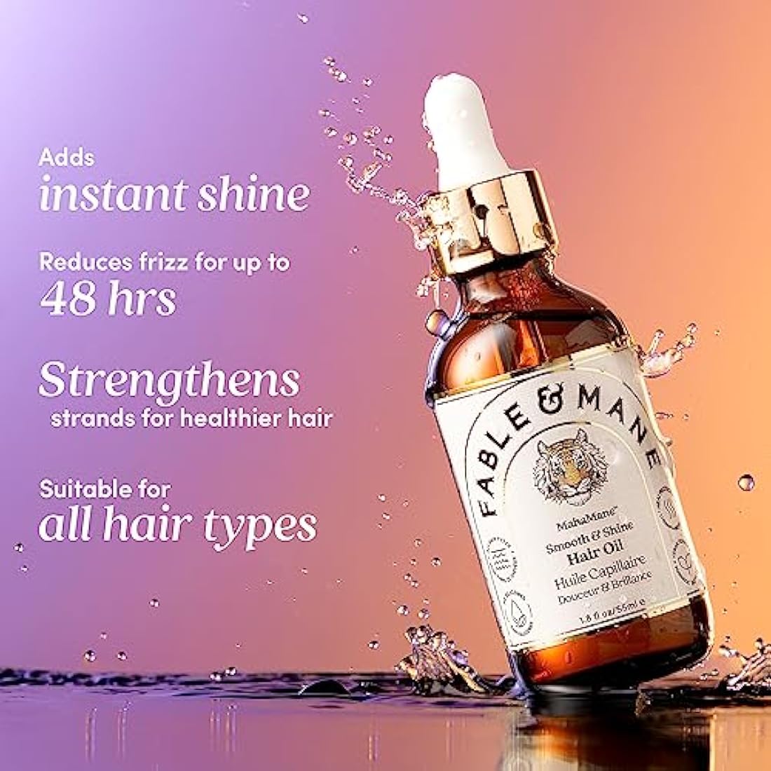 Fable & Mane Smooth & Shine Hair Oil | Heat & UV Protection - 55ml