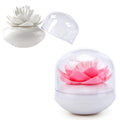 Lotus Cotton Swab Holder,Cotton Bud Small Q-tips Toothpicks Brushes Holder Box Case Storage Organizer Jar with Clear Lid Dustproof Cover