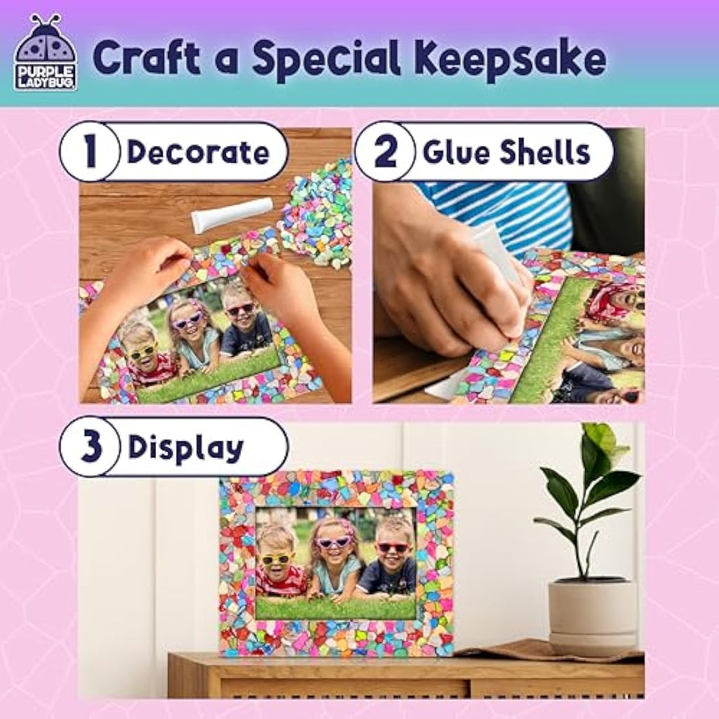 Purple Ladybug Mosaic Photo Frame Craft Kit for Kids Ages 6-12