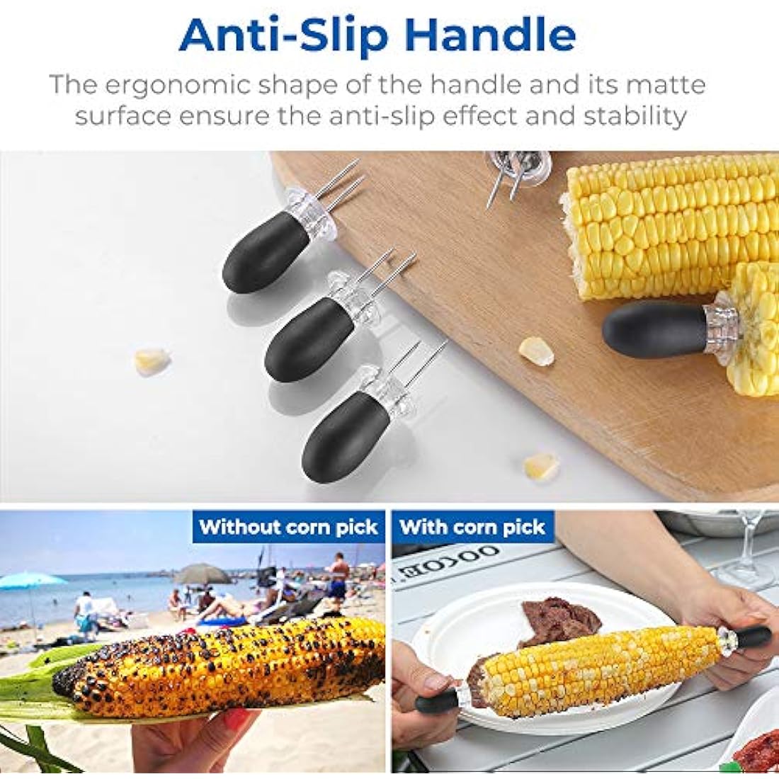 Ecooe Corn on the Cob Holders – 8 Piece Stainless Steel Skewers with Box