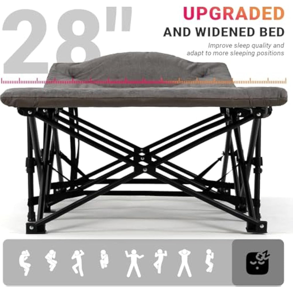Overmont 28" Extra Wide Folding Camping Cot – Padded Heavy Duty Bed