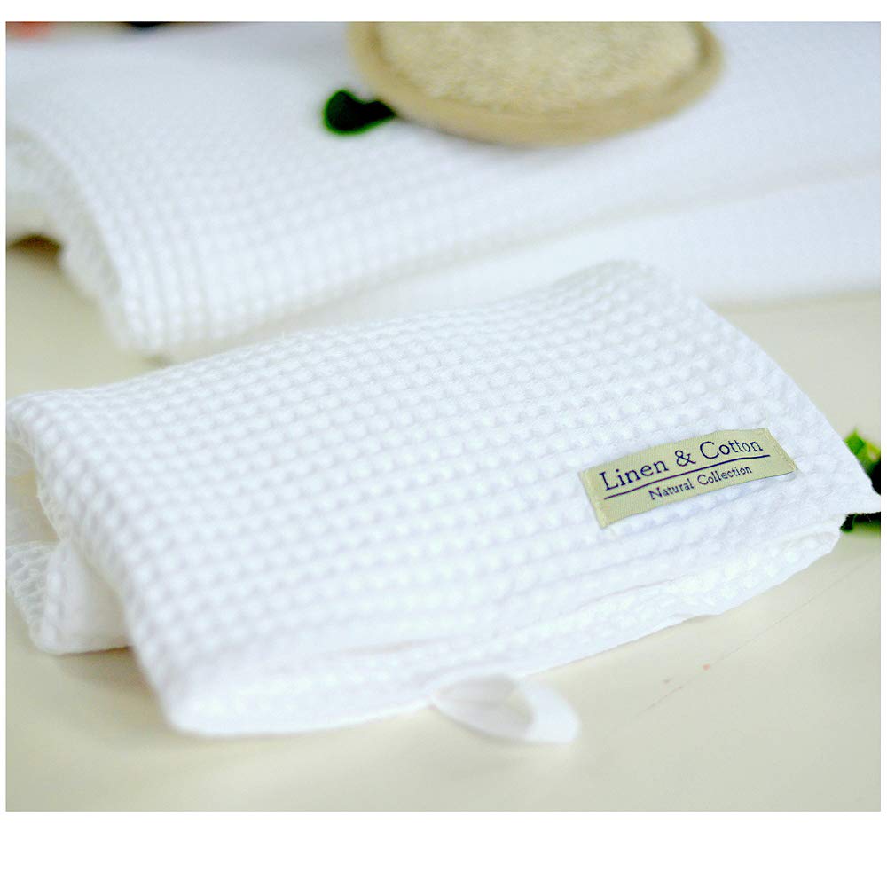 LEILA Cotton Waffle Hand & Face Towel – Soft Absorbent White – 35x50cm