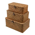 Jolof Store Seagrass Woven Storage Baskets with Lids - 3-Piece Set