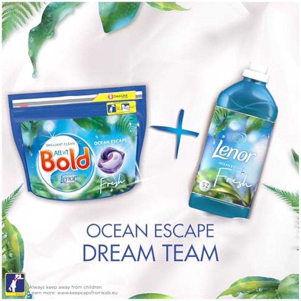 Bold All-in-1 Pods Laundry Detergent Capsules, Ocean Escape, 128 Washes