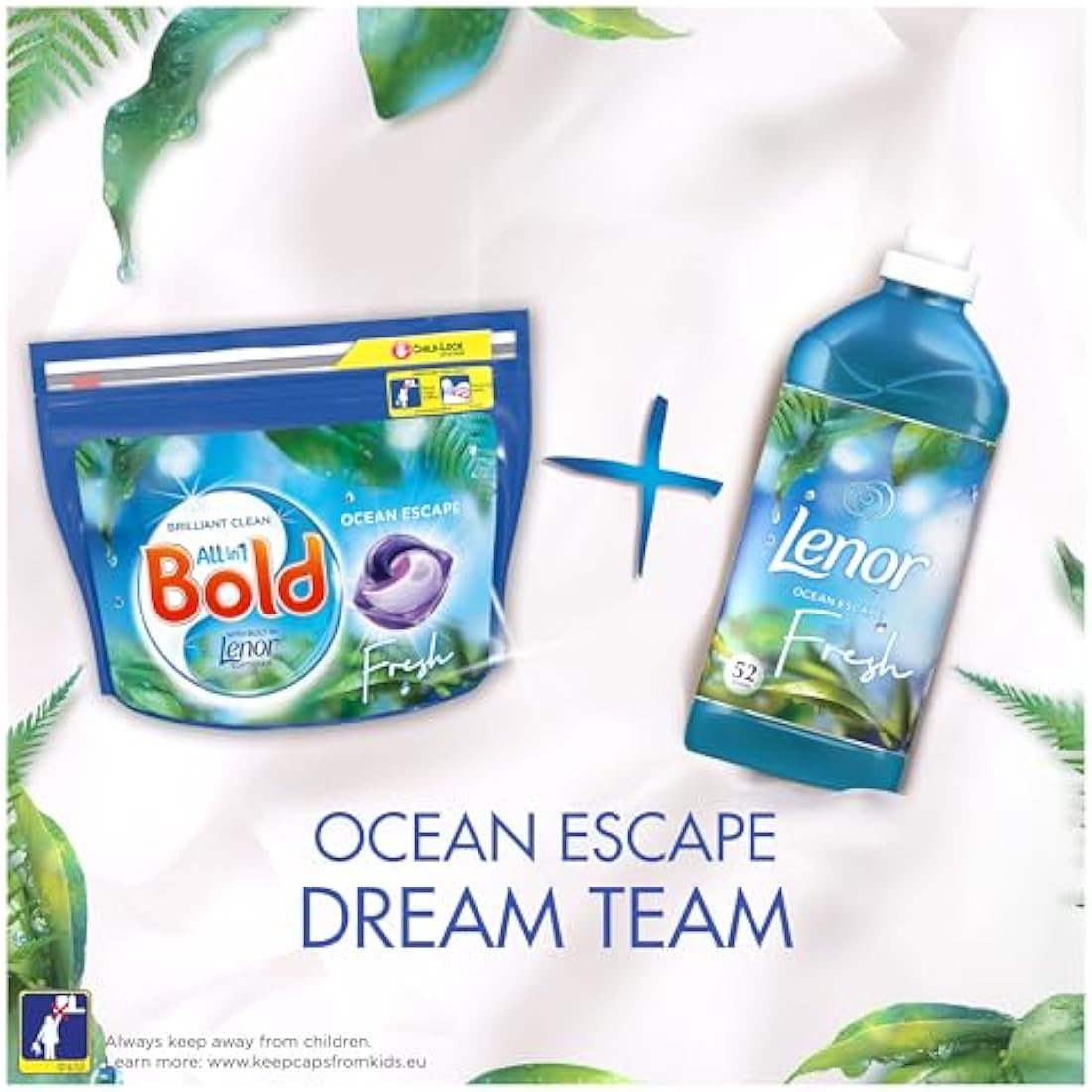 Bold All-in-1 Pods Laundry Detergent Capsules, Ocean Escape, 128 Washes