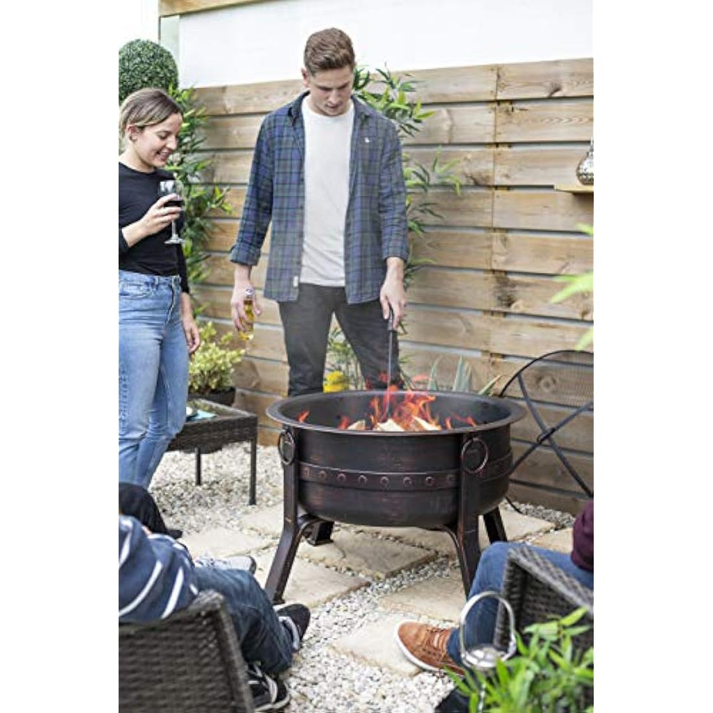 La Hacienda Brava Large Steel Firepit | Deep Bowl Bronze Effect