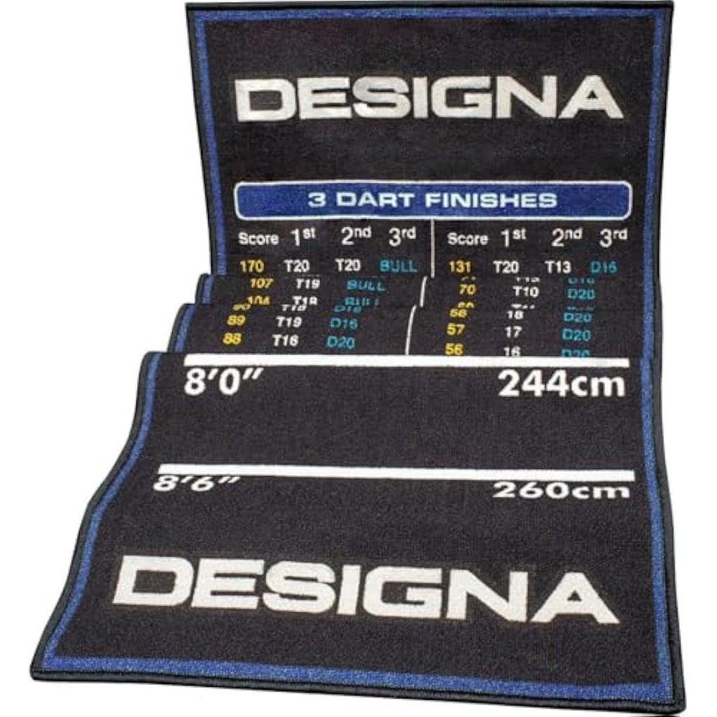 Designa Darts Non-Slip Carpet Mat with Checkout Chart and Oche