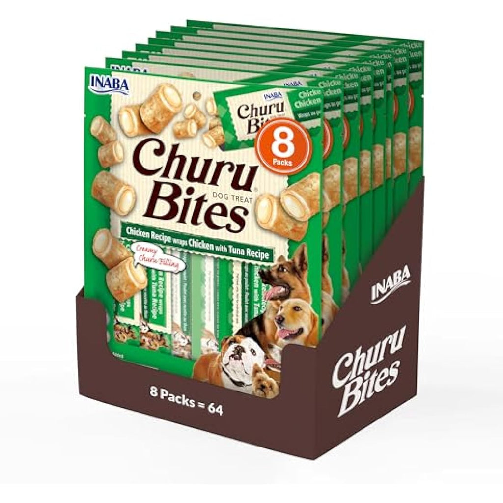 Inaba Churu Bites Dog Treats – Chicken & Tuna Grain-Free 8 Pack