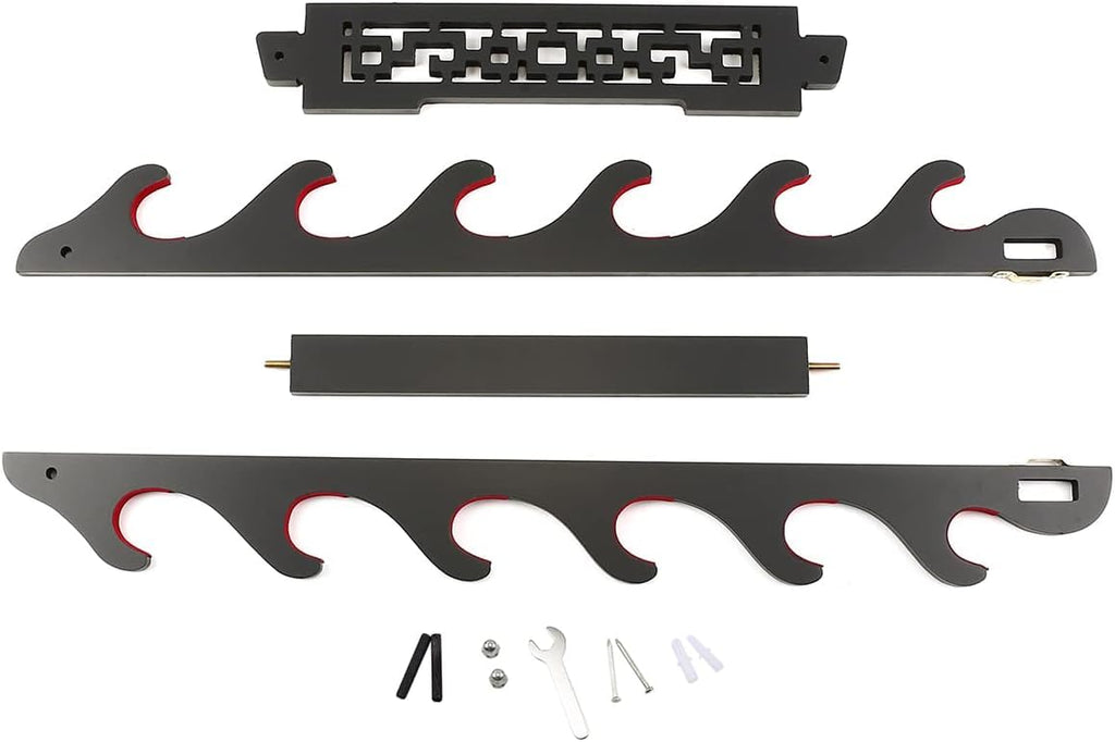 Dfdvye 6-Tier Katana Sword Holder | Black Velvet Padded Wall Mount
