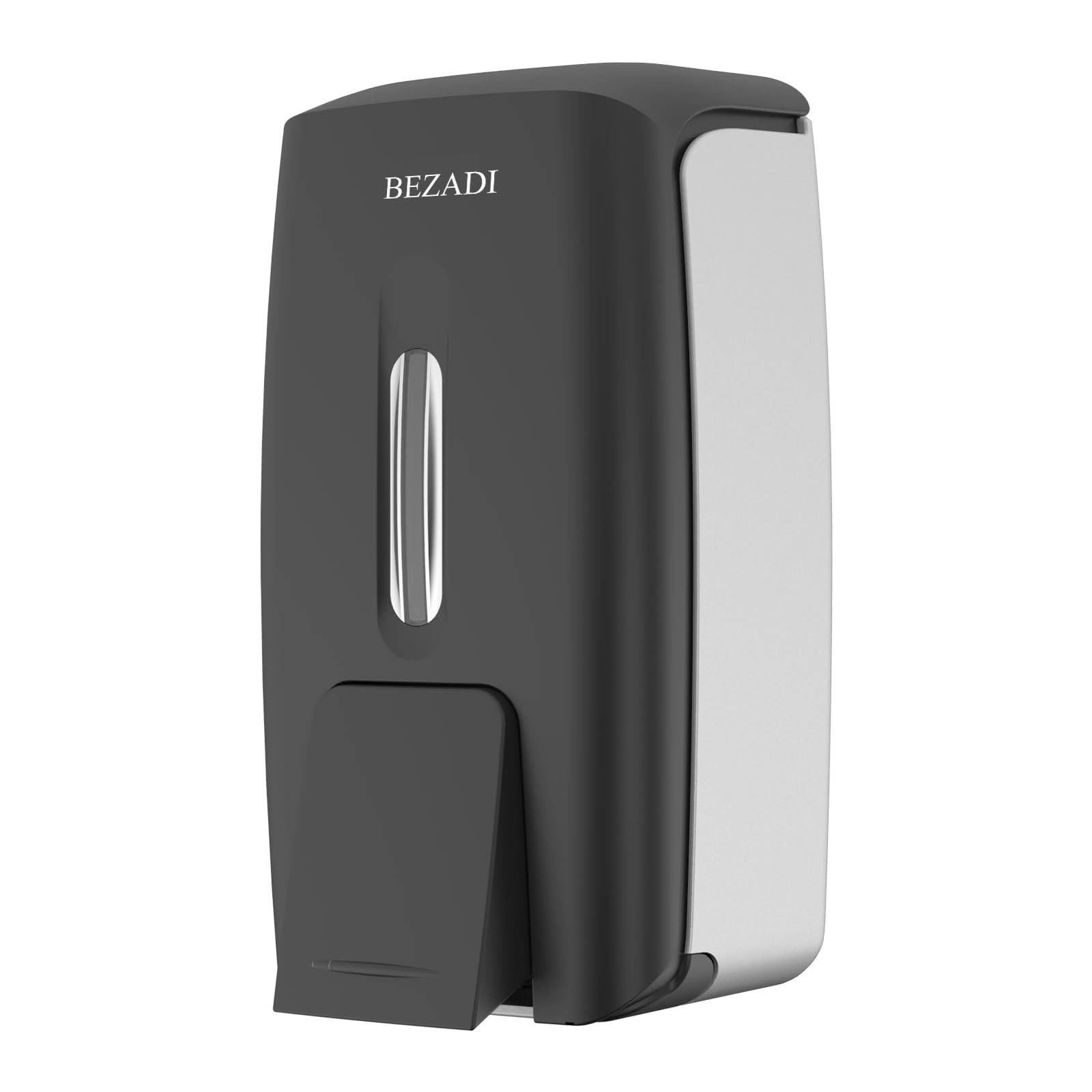 BEZADI 800ml Wall Mount Soap Dispenser | Manual No-Drill ABS Black