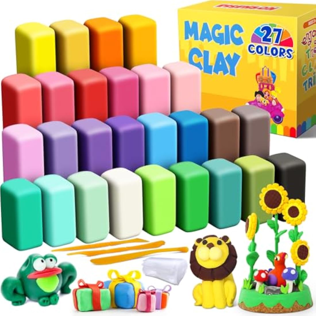 Jolof Store Air Dry Clay Kit - 27 Colours Soft Modelling Clay for Kids