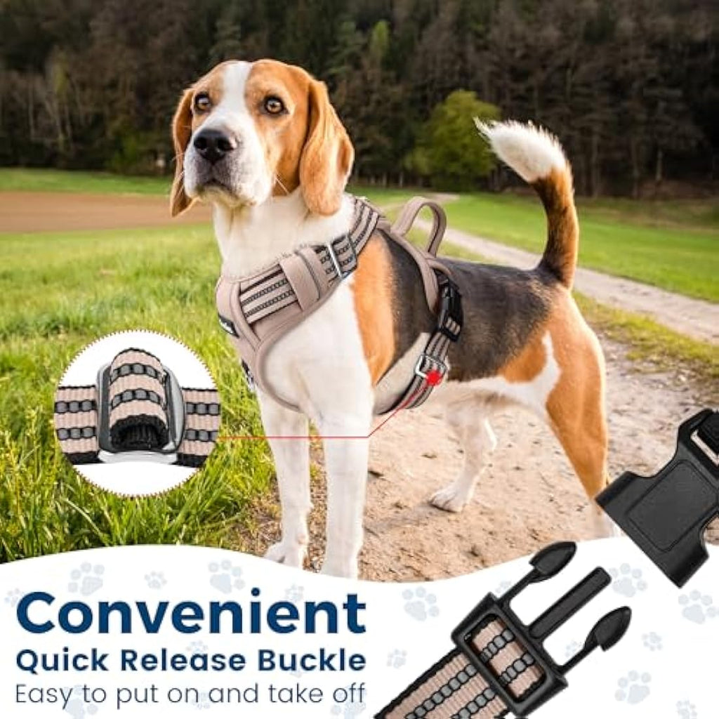 No Pull Dog Harness – Reflective Breathable Mesh Vest, Brown