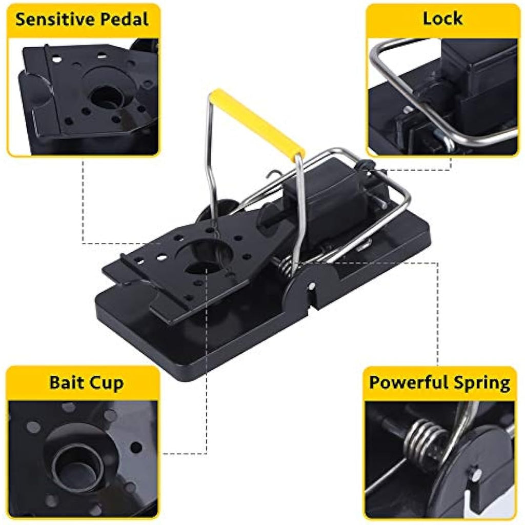 Trisiki Mouse Trap | 4 Pack Heavy Duty Reusable Snap Traps for Indoors