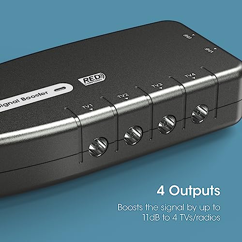 SLx 4-Way TV Signal Booster | 5G Filtered Aerial Amplifier with Coax