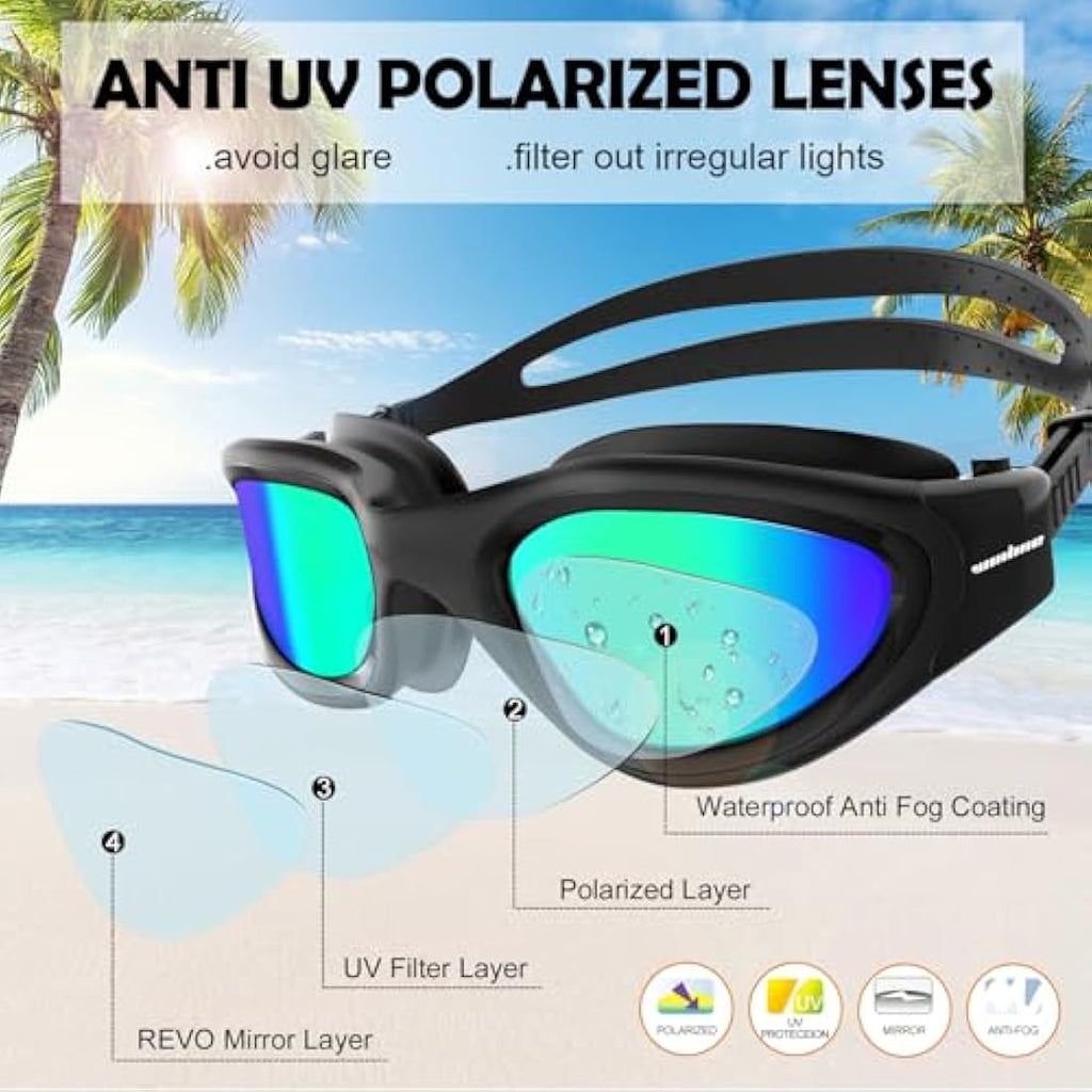 Polarized Swimming Goggles | Anti-Fog UV Protection Adult Goggles