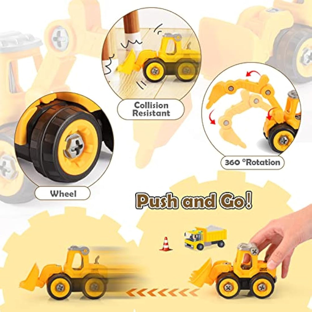 4-in-1 DIY Take-Apart Construction Truck Building Toy Set