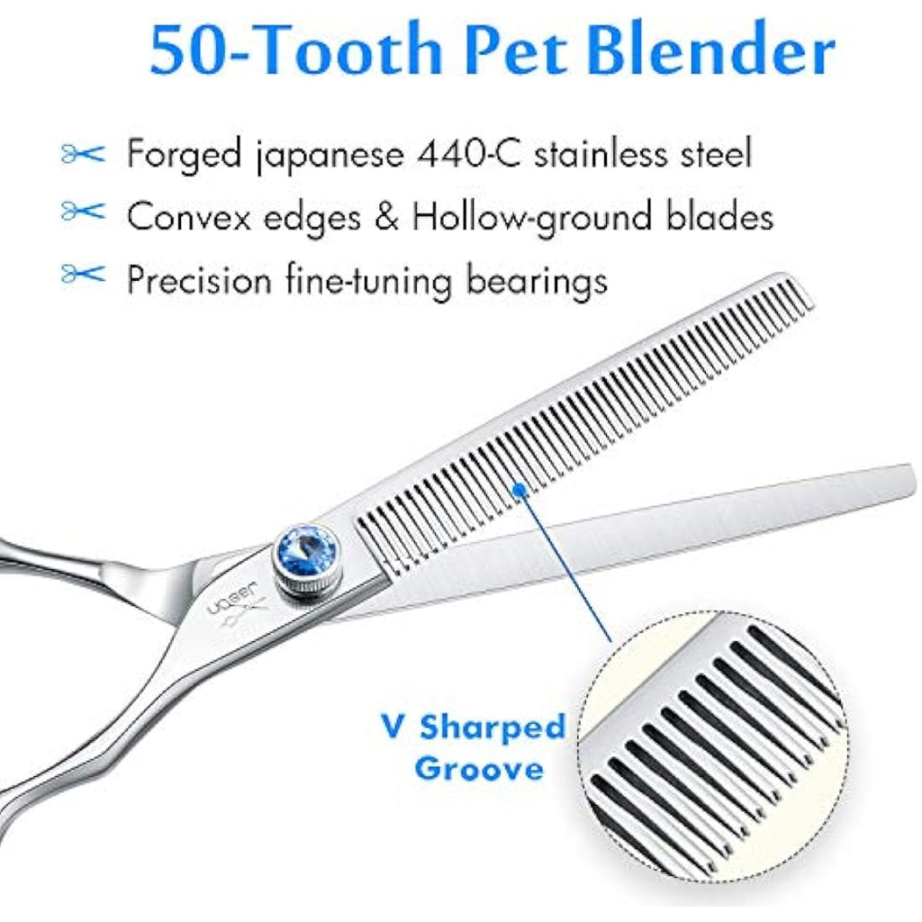 JASON 7" Dog Grooming Thinning Scissors | 50 Teeth 440C Stainless Steel