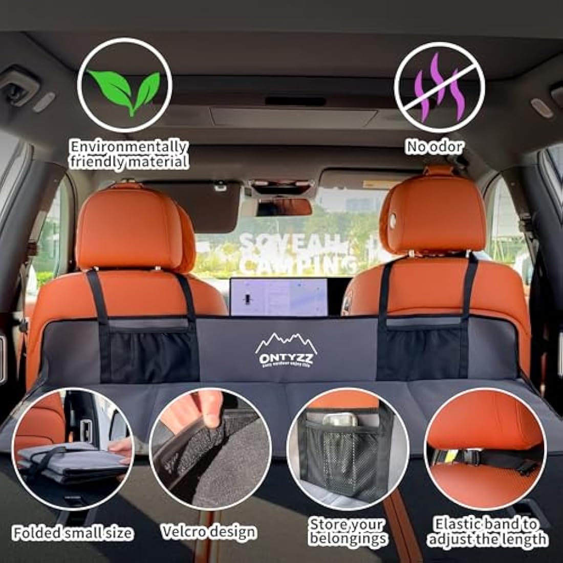 ONTYZZ Non-Inflatable Car Back Seat Extender | Foldable SUV Camping Mattress