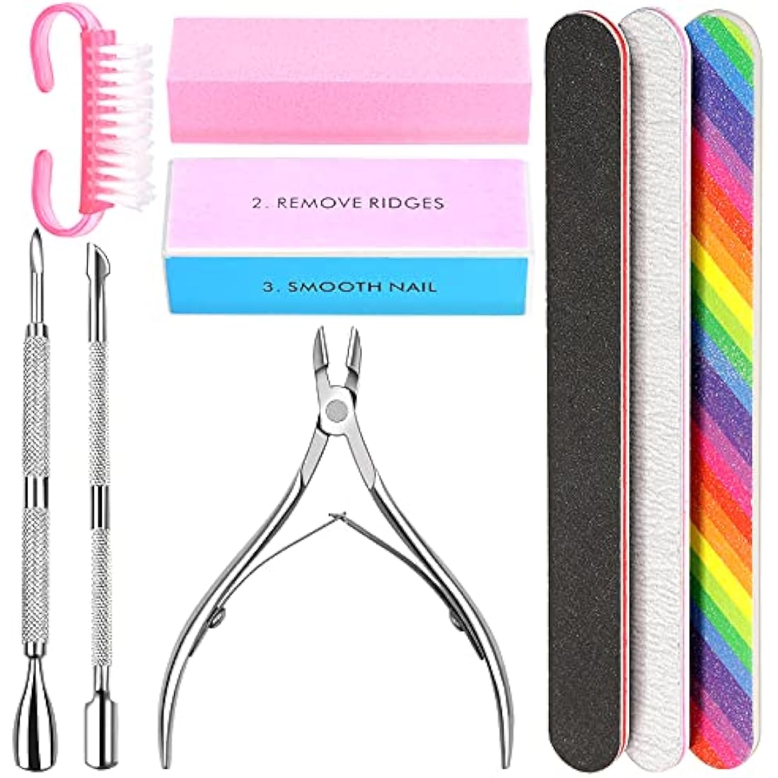 10-Piece Professional Manicure Kit with Nail Files and Buffers