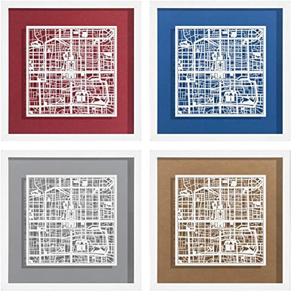 Beijing Paper Cut Map Wall Art | O3 Design Studio Framed 9x9 Decor