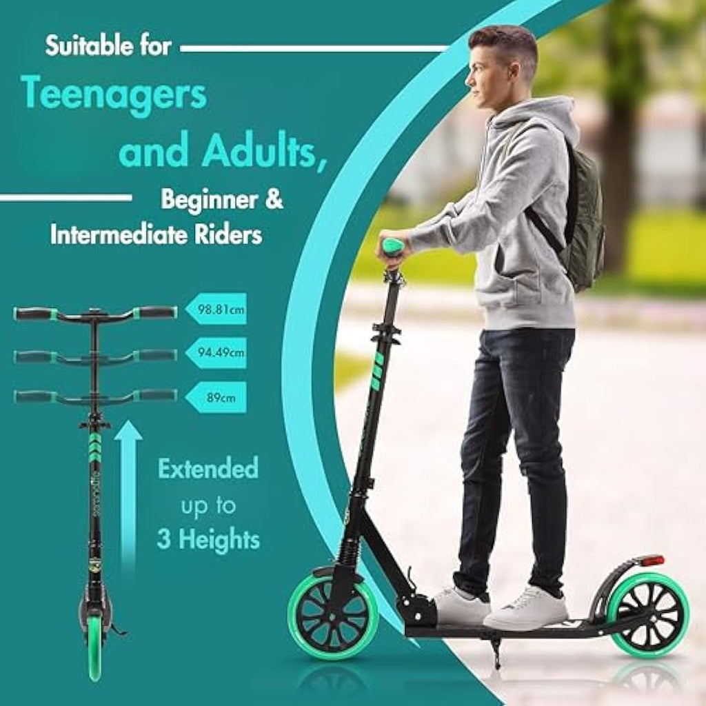 SereneLife Folding Kick Scooter | Big Wheels & Adjustable Handlebar
