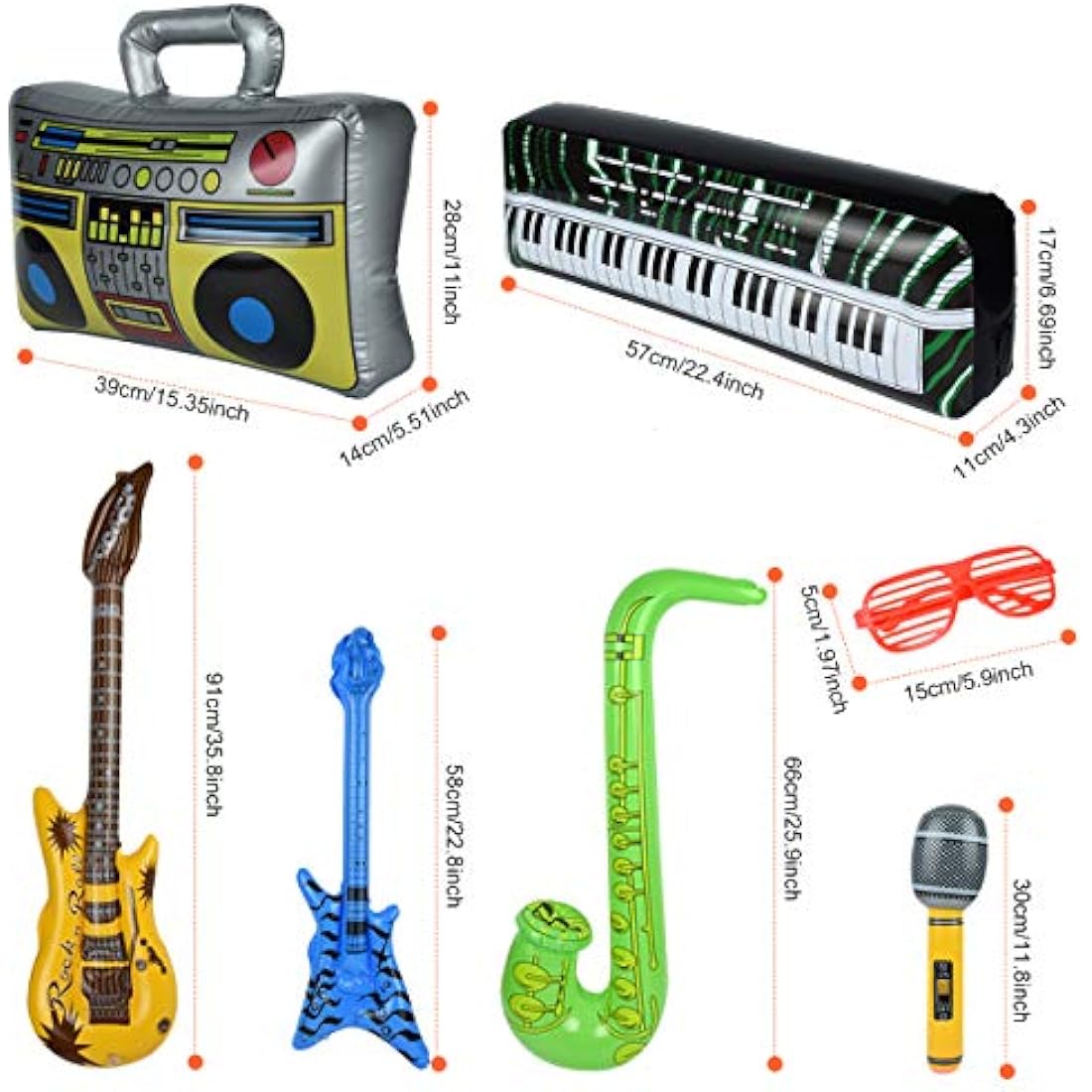 Jolof Store 22Pc Inflatable Musical Instruments Set with Air Pump