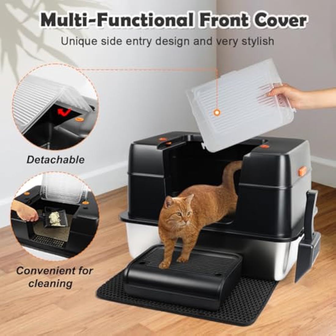 Vivifying Stainless Steel Cat Litter Box – Enclosed High-Sided Tray