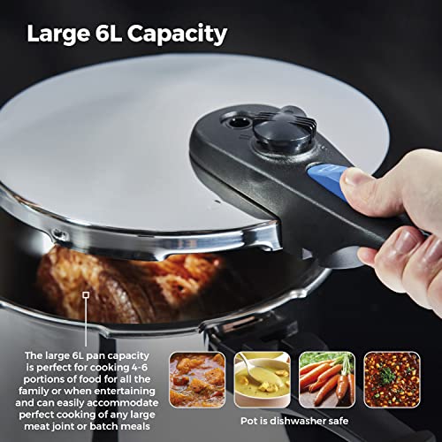 Tower Express Pressure Cooker – 6L Stainless Steel with Bakelite Handle