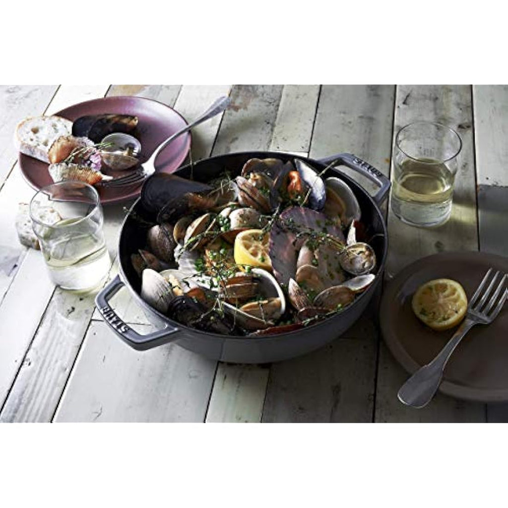 STAUB Cast Iron Frying Pan – 34 cm Enameled Skillet in Graphite Grey