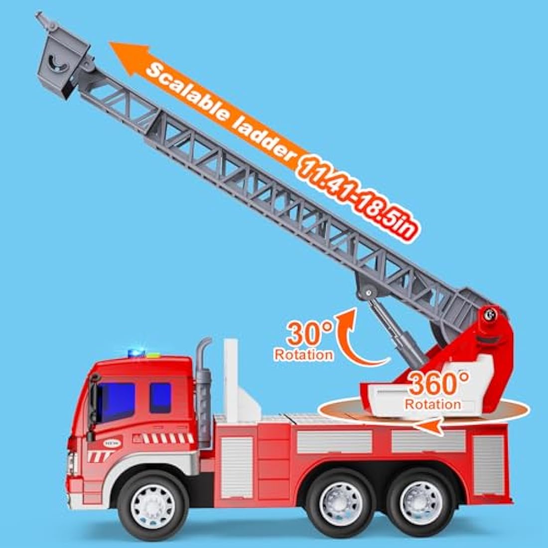GizmoVine Fire Truck Toy with Lights, Sound & Extending Ladder
