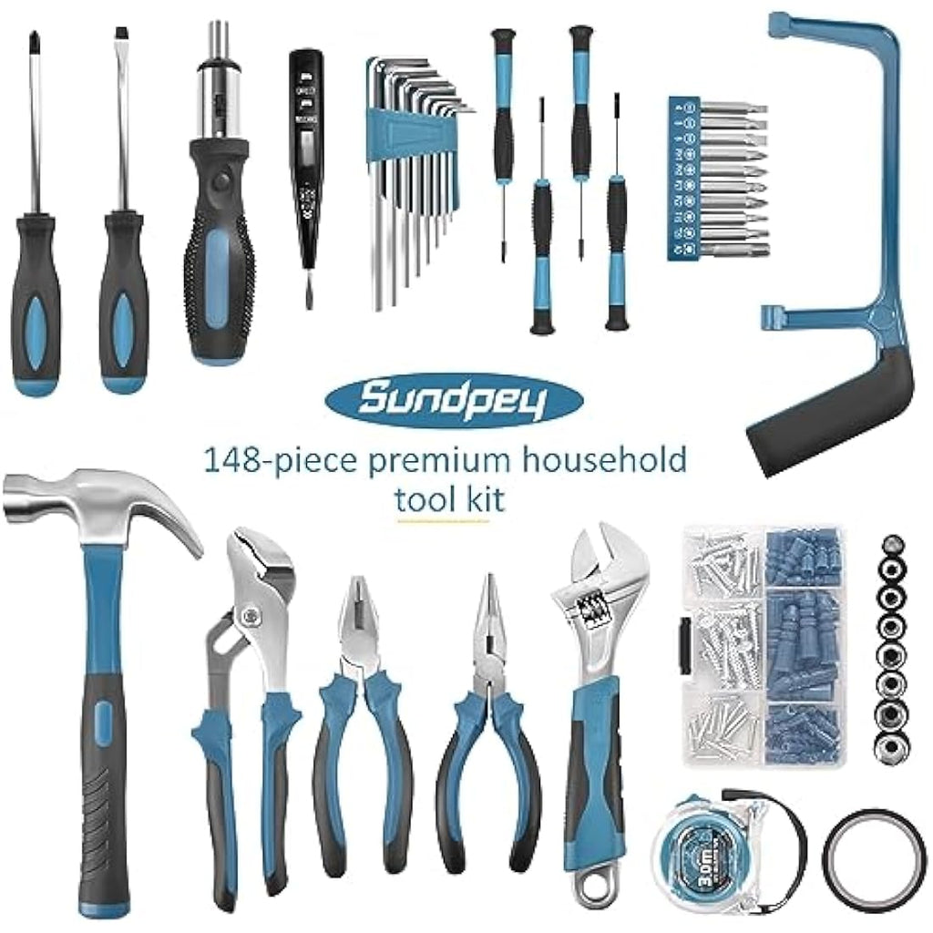 Sundpey 148-Piece Home Tool Kit | Portable Hand Tool Set with Case