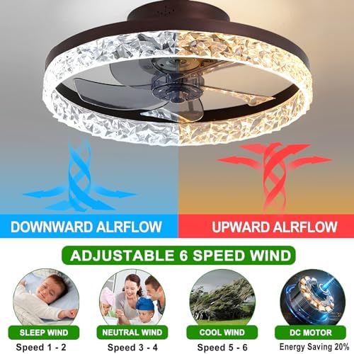 Jolof Store Modern LED Ceiling Fan with Light – 50CM Dimmable Black