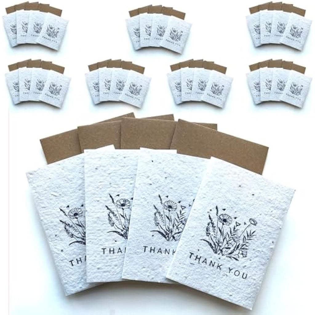 Jolof Store Plantable Seed Paper Thank You Cards - Handmade A7 Pack of 32