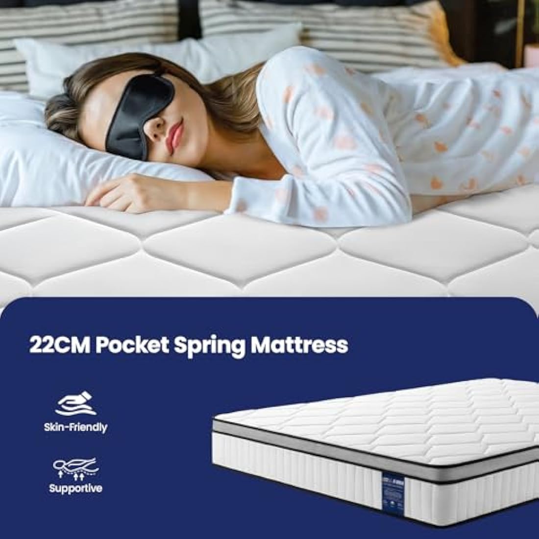 BedStory Double Pocket Sprung Mattress – 22cm Hybrid Pressure Relief