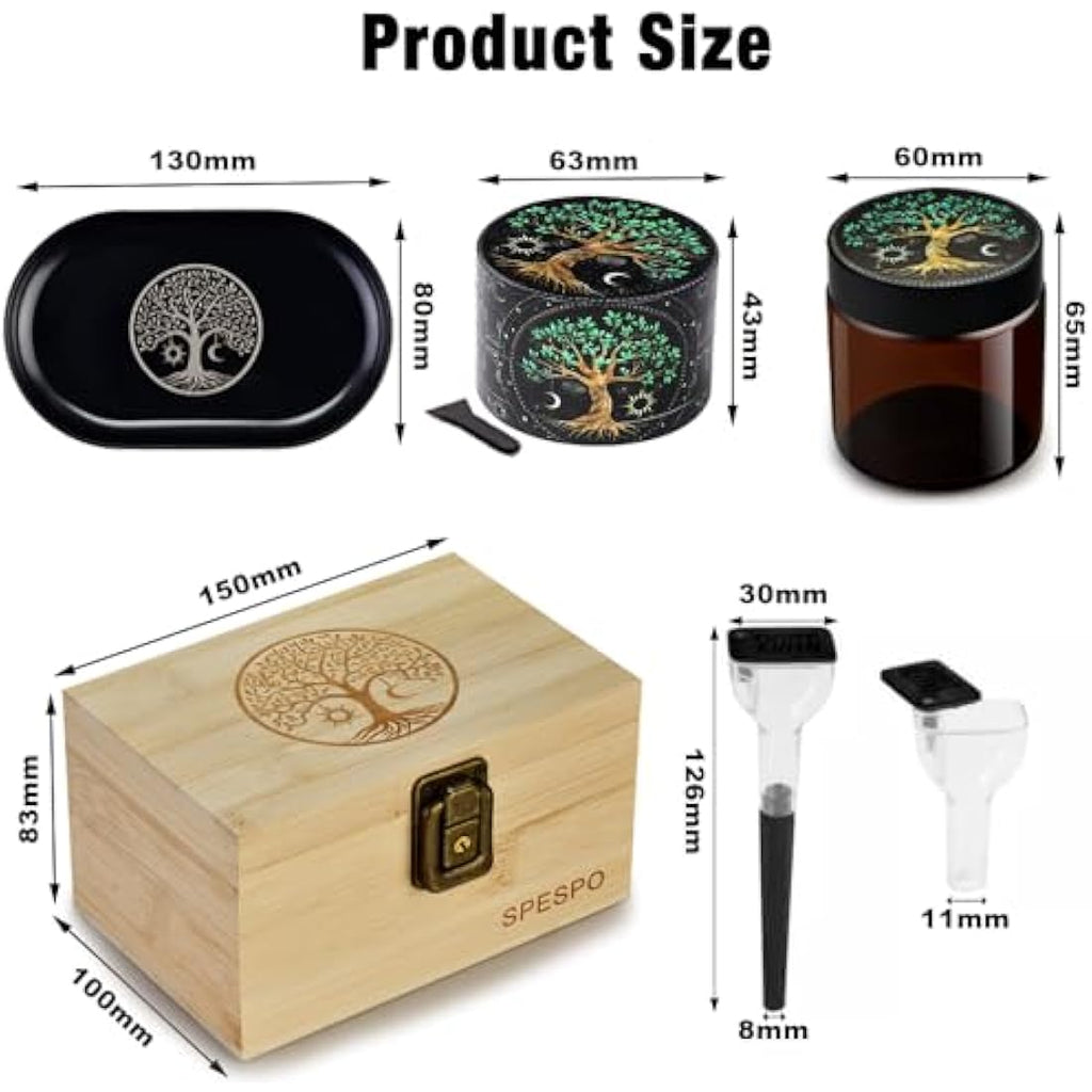 Bamboo Herb Grinder Set | 5-Piece Lockable Gift Box Kit
