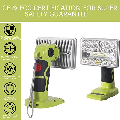 Jolof Store 18W LED Work Light for Ryobi 18V Battery - 2000LM Portable Torch