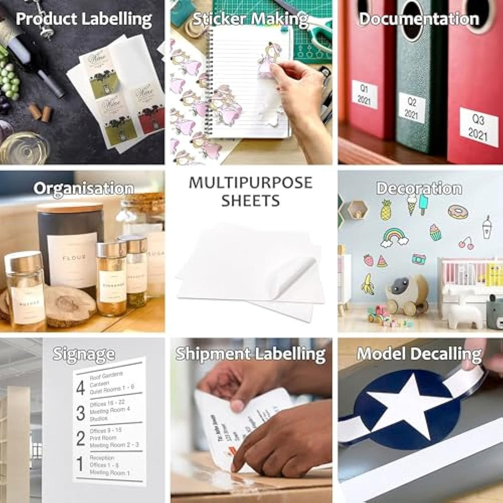 Evergreen Goods A4 Waterproof Vinyl Sticker Paper – 100 Glossy White Sheets
